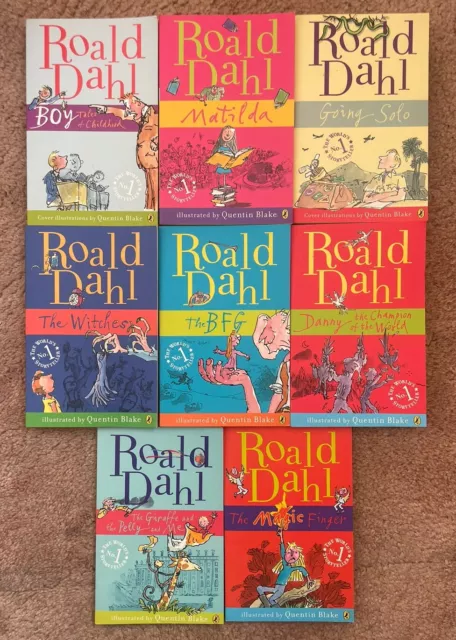 Roald Dahl 8x Book Bundle Job Lot Collection Inc Witches, The BFG, Matilda - VGC