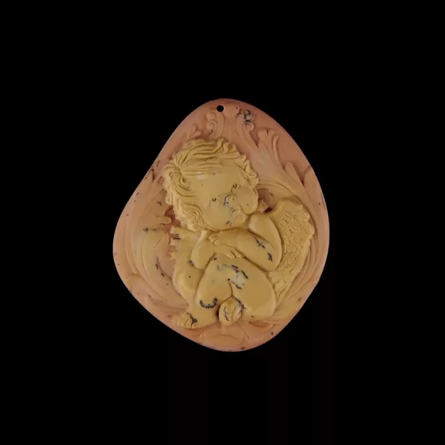 Carved Cherub freeform Pendant Bead GB400036