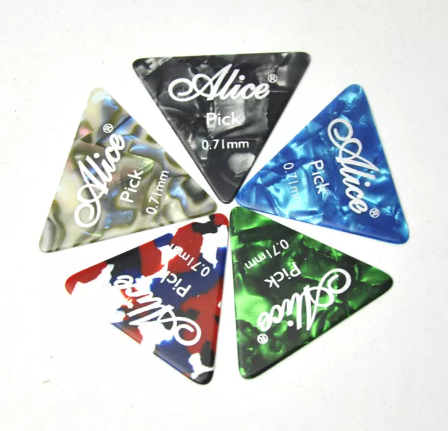 50Pcs Alice Medium 0.71mm 355 Triangle Guitar Picks Plectrums Celluloid