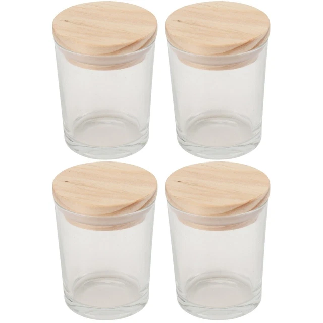 4 PCS Bougeoirs Votifs En Verre Tasse De Bougie Bocaux Mini Pots Récipient