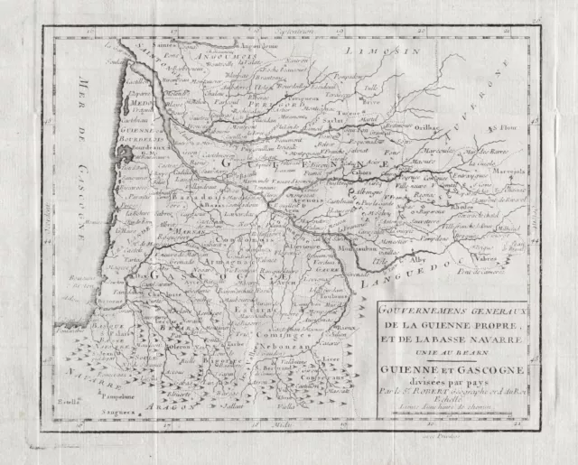 Guyenne Gascogne Bordeaux Montauban Oleron Karte map carte Robert de Vaugondy