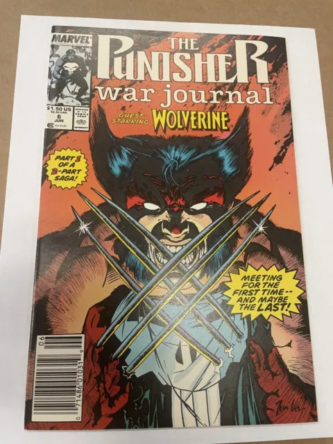 PUNISHER WAR JOURNAL #6 NEAR MINT- 1989 WOLVERINE vs PUNISHER NEWSSTAND COPY