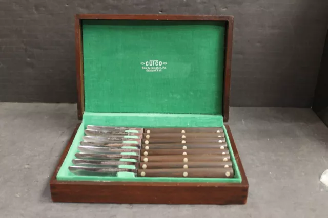 MCM Cutco 8 Steak Table Knives Wooden Box Set 47 2147079