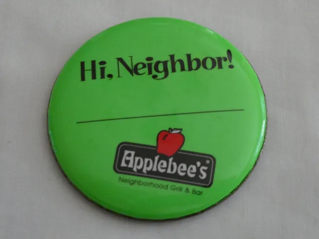 Vintage Applebee's "Hi Neighbor!" Employee Name Tag Pinback Pin, New & Unused!