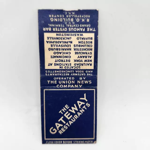 Vintage Bobtail Matchcover The Gateway Restaurants The Union News Company