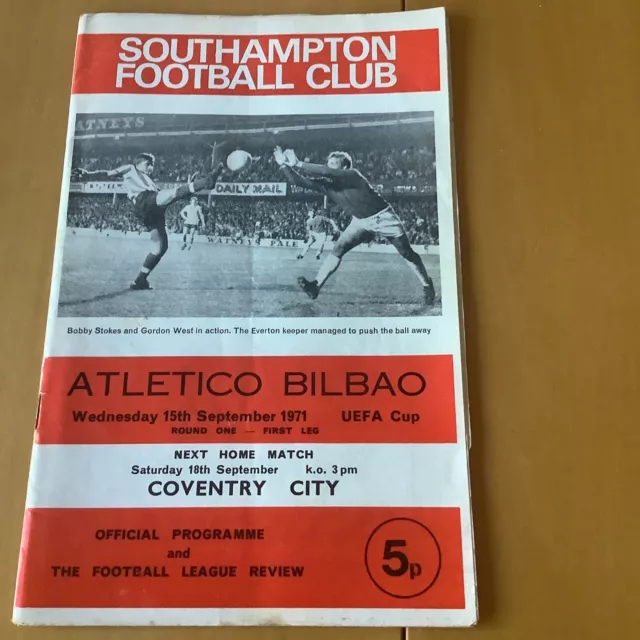 Southampton v Atletico Bilbao UEFA Cup 15th Sept 1971