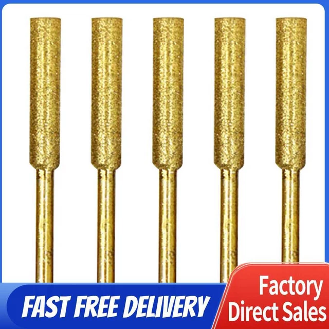 5pcs/Set Diamond Coated Grinding File Stone Heads Drill Bit (4.8mm Gold)