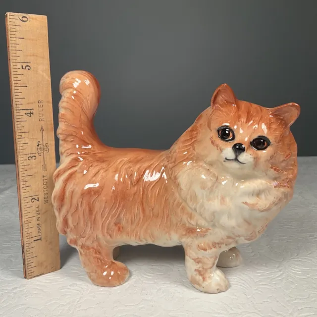 Vintage Beswick Persian Cat Standing Large Ginger Gloss Porcelain England