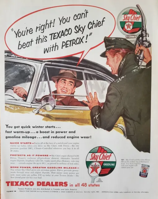 1955 Texaco Oil Dealers Sky Chief With Petrox Gasoline Vintage Print Ad