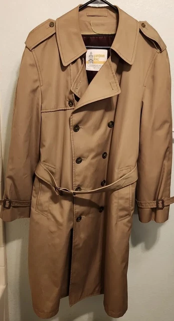 LONDON FOG Men's Sz 42  Double Breasted Trench Coat with Removable Lining