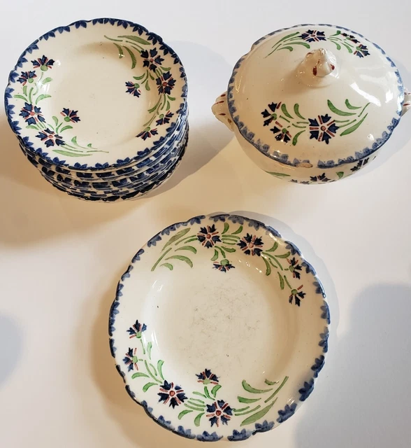 Ancienne Dinette Choisy Le Roy / Creil / Montereau – 9 Assiettes Terre De Fer