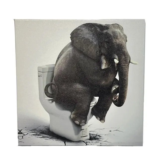 Elephant Sitting on Toilet, Bathroom Wall Art, Funny White Elephant or Gag Gift