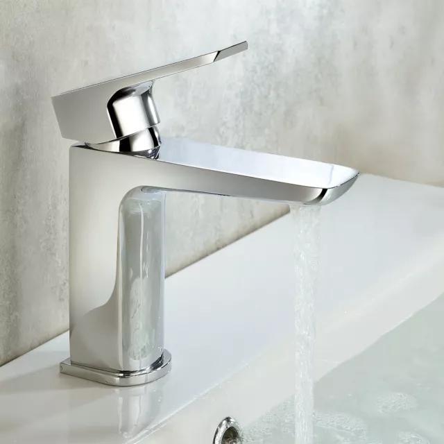 Kenson Luxury Modern Bathroom Basin Sink Mono Mixer Single Lever Tap & Waste