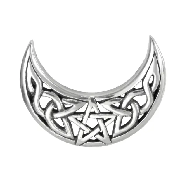 Sterling Silver Celtic Knot Crescent Moon Pentacle Witch Star Wiccan Pendant