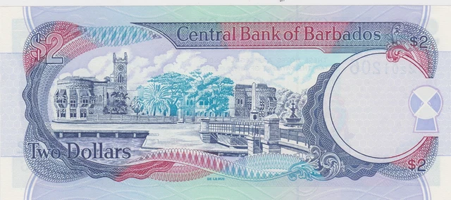 P54 Barbados Two Dollars Banknote In Mint Condition Issued In 1998 / 1999 2