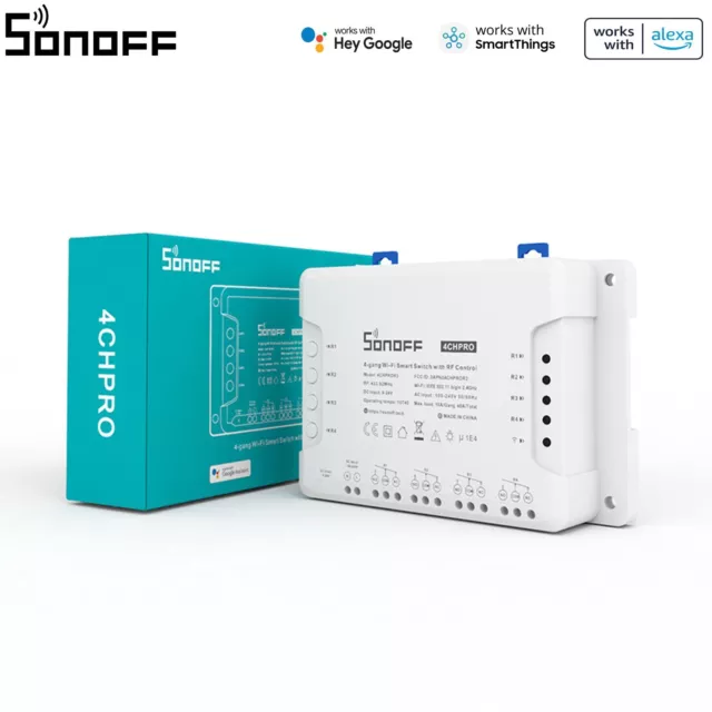 SONOFF 4CH PRO R3 WiFi Smart Interruptor 4 canales Din montaje ferroviario APP control