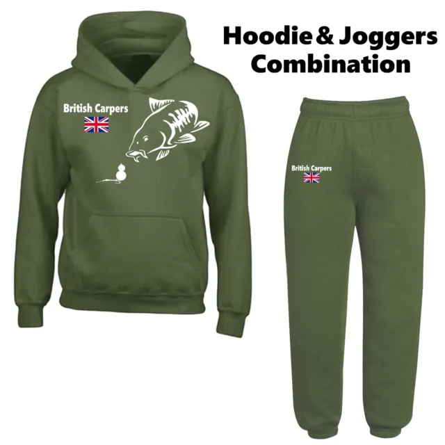 Karpfenangeln Hoodie & Jogger Set (separate) - olivgrün - Junioren