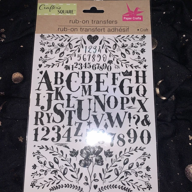 Crafter's Square frotar en transferencias/letras y números negros-1 hoja