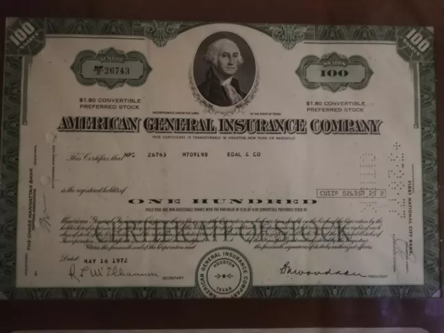 American General Insurance Company 1972  Nr. 26743