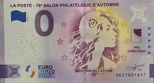 BILLET 0 EURO LA POSTE 76e SALON PHILATHELIQUE AUTOMNE FRANCE 2023 N° SUITE 1617