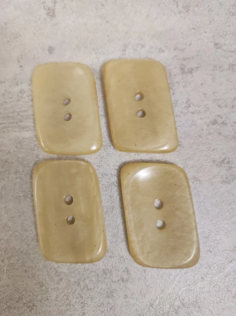 Lot De 11 Boutons Vintage Jaune Vif - 27 Mm, Plastique Moiré, Pour Artisanat