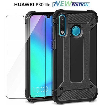 Armour COVER per Huawei P30 Pro Custodia ARMOR Holder Ring VETRO TEMPERATO 9H Lite 
