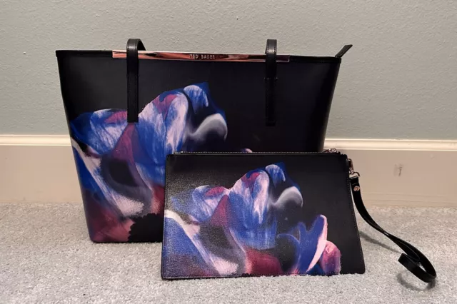 Ted Baker Women Joanie Shopper Black Leather Tote Shoulder Bag +Matching Wallet