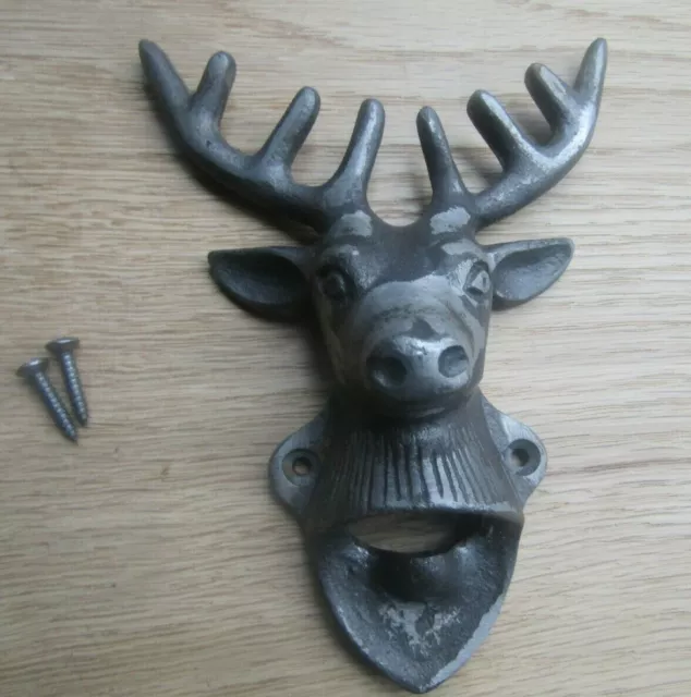 STAG DEER ANTLER  Wall Mounted Rustic Antique beer Soda Bottle Opener