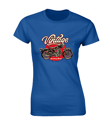 Vintage Motorcycle Speedway Ladies T Shirt Cool Motorbike Biker Design Gift Idea