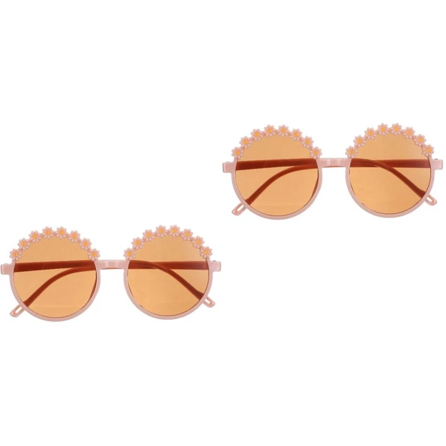 2 Pairs Toddler Flower Sunglasses Little Daisy Sunglasses Trendy Decor Beach
