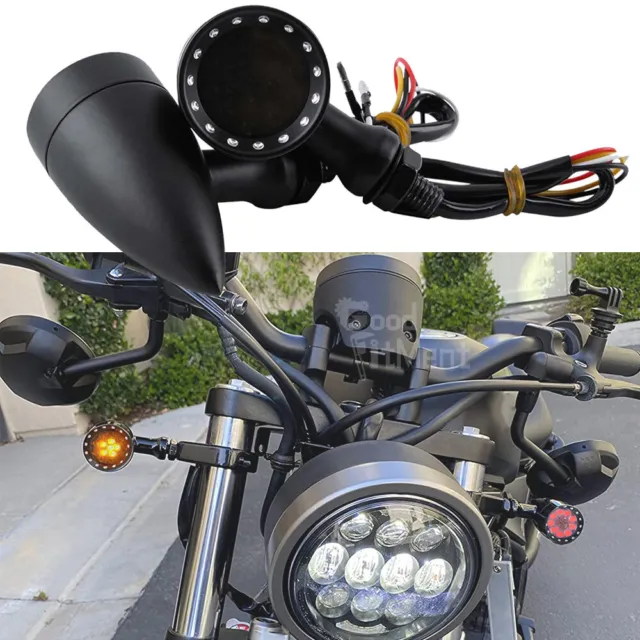 2X Motorcycle LED Turn Signal Light Blinker For Motorbikes Off Road Cafe Racer