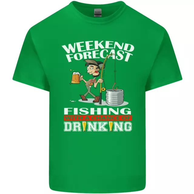 T-shirt da uomo in cotone cotone Fishing Weekend Forecast divertente 11