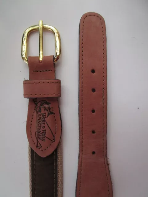 World Wide Sportsman Brown Leather Brown Textile Fishing Belt Size 44