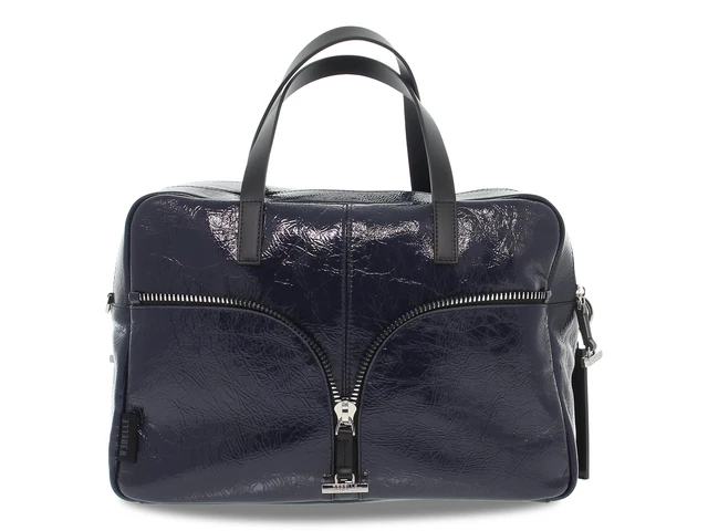 Borsa a Mano Virginia Blu Scuro Made in Italy Produzione di Pelletteria