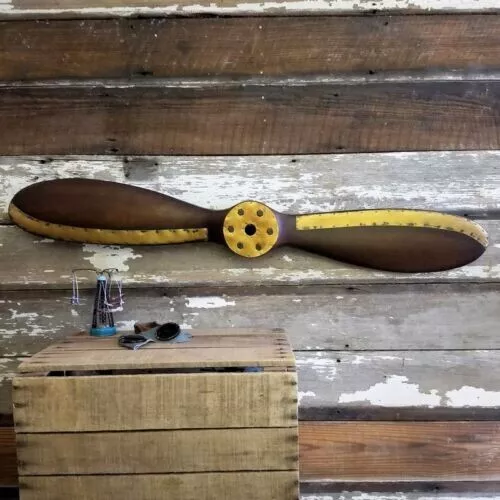 WWI Replica 40" Wood Wooden Airplane Aircraft Propeller Beat Antique Brass Edge