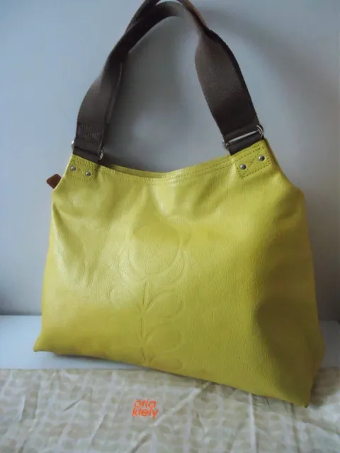 Orla Kiely Leather Embossed Flower Shoulder Bag - Dandelion - Vgc