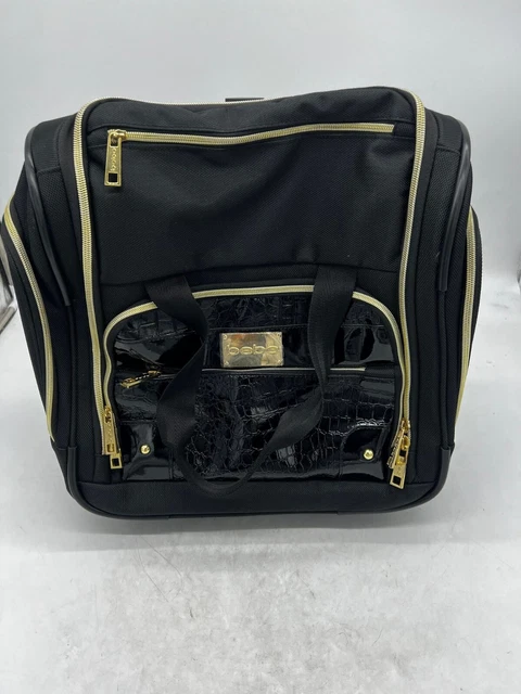 BEBE Women's Danielle-Wheeled Under The Seat Carry On Bag, Black Croc, One Size