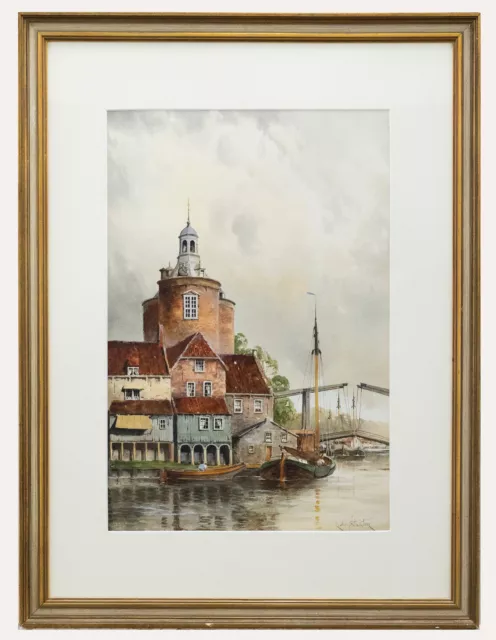 Louis Van Staaten (1836-1909) - Gerahmtes Aquarell, Blick Auf Die Zugbrücke