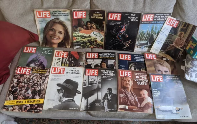 Lot of 15 Vintage LIFE Magazines from 1960s Coca-Cola Ads, etc.