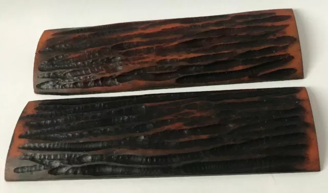 2 Ambre OS Bois Motif Couteau Échelles 5x1.5x3/8 Bâtiment Poignées Pièces