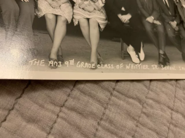 Vintage 1976 Panoramic Black And White Photo Of 9th Grade Class Whittier HS 2