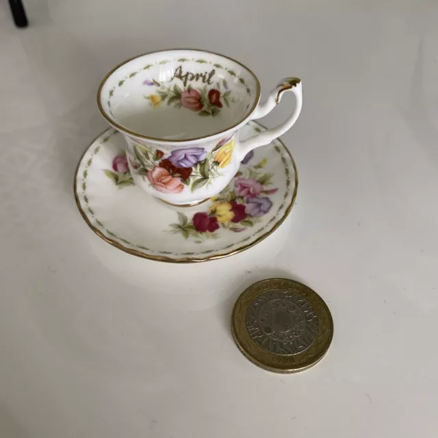 Royal Albert Miniature Cup & Saucer - Flower Of The Month - April - Sweet Pea