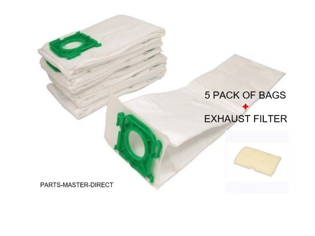 Sebo X/C/370 X1 X4 EXTRA PET Poussière Sacs X 5 Tissu & Échappement Sebo X/C/370 X1 X4 EXTRA PET Poussière Sacs X 5 Tissu & Échappement