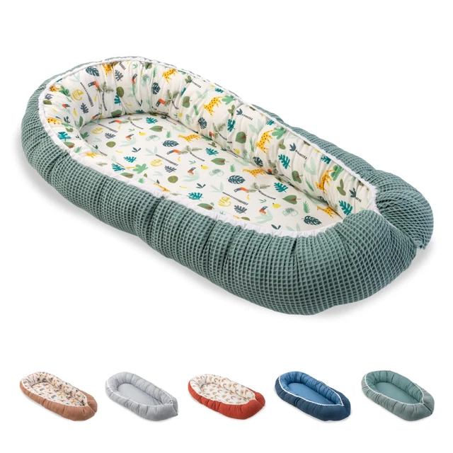 ULLENBOOM nido de bebé nido de peluche 55x95 cm grano de salvia selva tropical algodón artículo de segunda mano