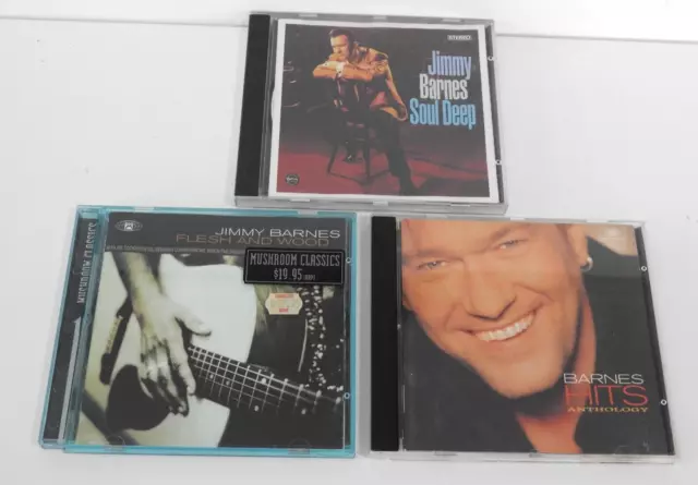 3x Jimmy Barnes Music CDs Soul Deep 1991 Flesh and Wood 1993 Hits Anthology 1996
