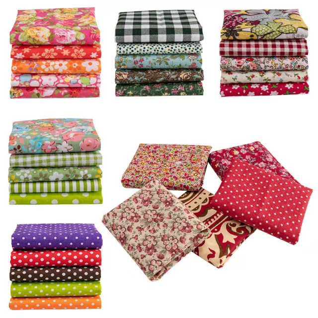 5X Printed Cotton Fabric Fat Quarter Bundle DIY Craft Quilting Patchwork Square