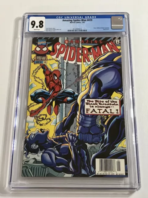 1997 AMAZING SPIDER-MAN #419 1st app BLACK TARANTULA RARE NEWSSTAND CGC 9.8 WP