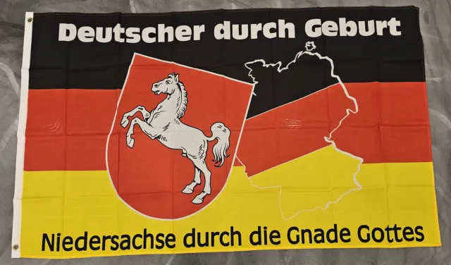 Fahne Flagge Niedersachsen - Niedersachse durch die Gnade Gottes - 90 x 150 cm