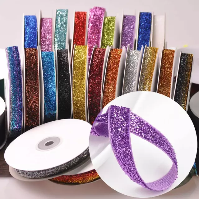 10 Yards 3/8" 5/8" 10mm 16mm Glitter Sparkle Velvet Ribbon lot Sewing Trim