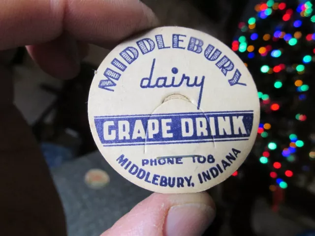 Middlebury, Indiana Middlebury Dairy Milk Bottle Cap IND IN Unused GRAPE DRINK